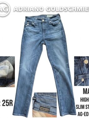 AG Adriano Goldschmied Mari high rise slim straight jeans size 25R medium wash